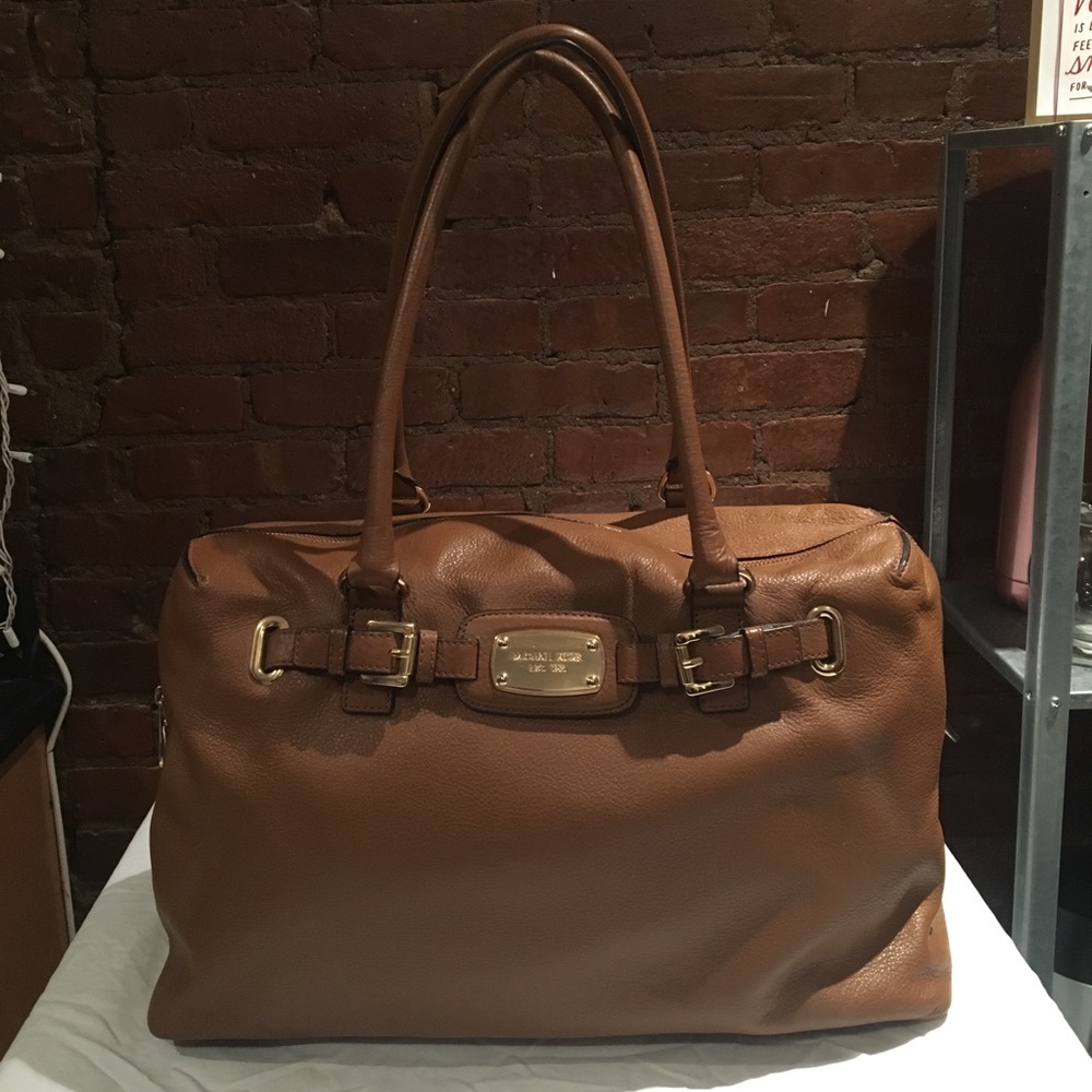 Large Light Brown Leather Michael Kors Handbag